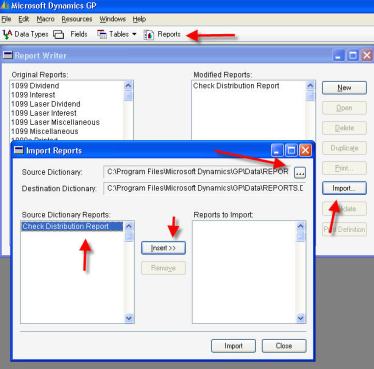 The Microsoft Dynamics GP Reports.dic is the file that holds all modifications and new reports that print directly from GP. More often than not, this file is stored on a shared drive so everyone accesses the same file. This saves a lot of commotion if a change to a report is made. 