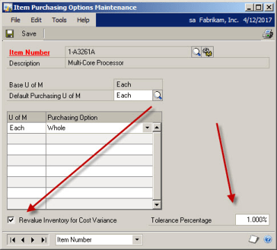 What happens if you receive a shipment in Microsoft Dynamics GP Purchase Order Processing and the invoice comes in for a different dollar amount?